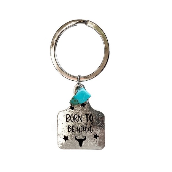 Accessories - NWT Born to Be Wild metal plated keychain/purse charm with blue stone